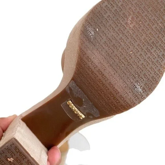 SCHUTZ Suede Platforms Ankle Strap Heels in Cream Tan Size 8 - Picture 7 of 8